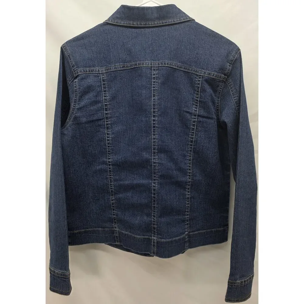 IB Diffusion Petite Denim Jacket PM Stretch Zip Front Blue Jean Womens Classic